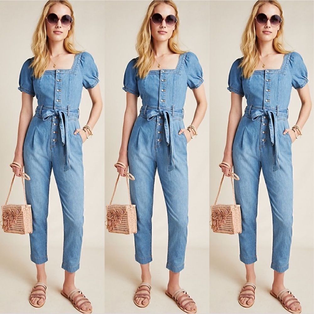 💯 ANTHROPOLOGIE Pilero Aimee Denim Jumpsuit